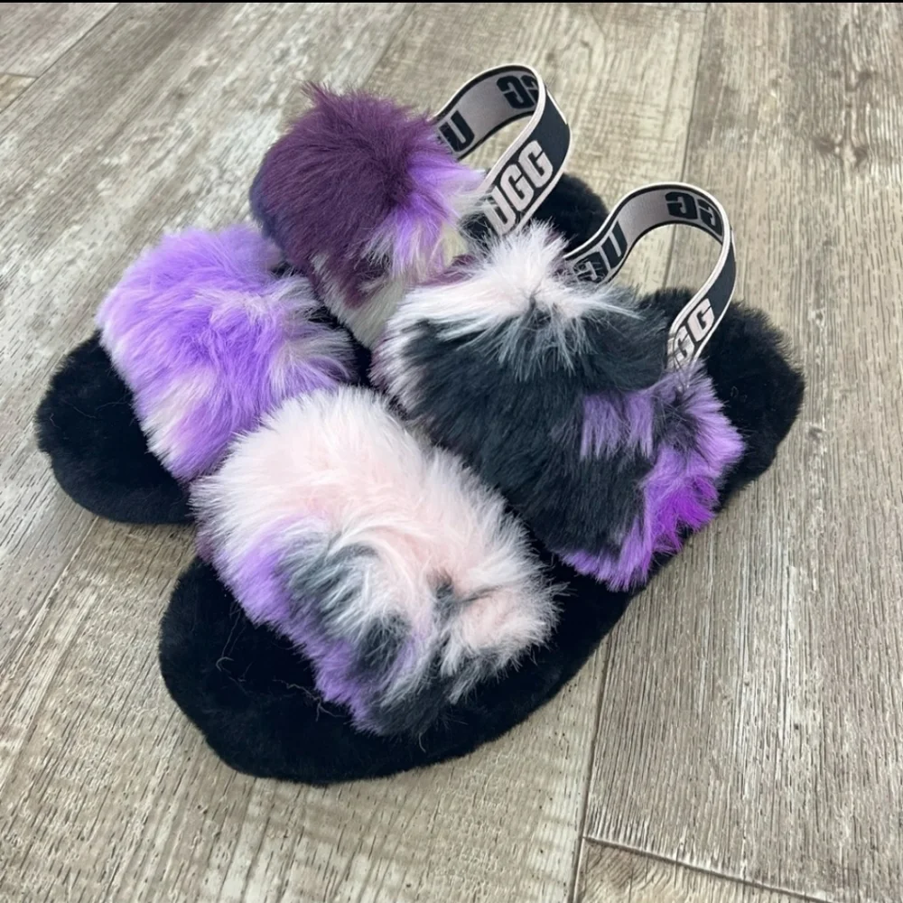 UGG Oh Yeah Tie Dye Sling Back Slippers Magnolia 6 new - Picture 2 of 3